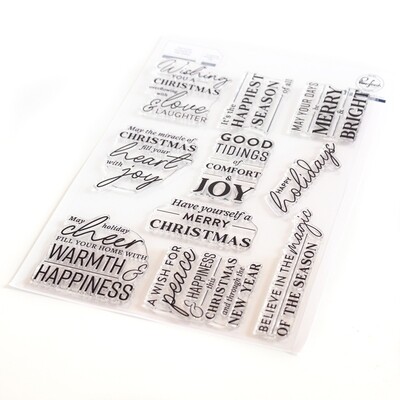 PinkFresh Studio - Christmas Large Sentiment - Clear Polymer Stamp - 6&quot; x 8&quot; - 211123 - 10 pcs