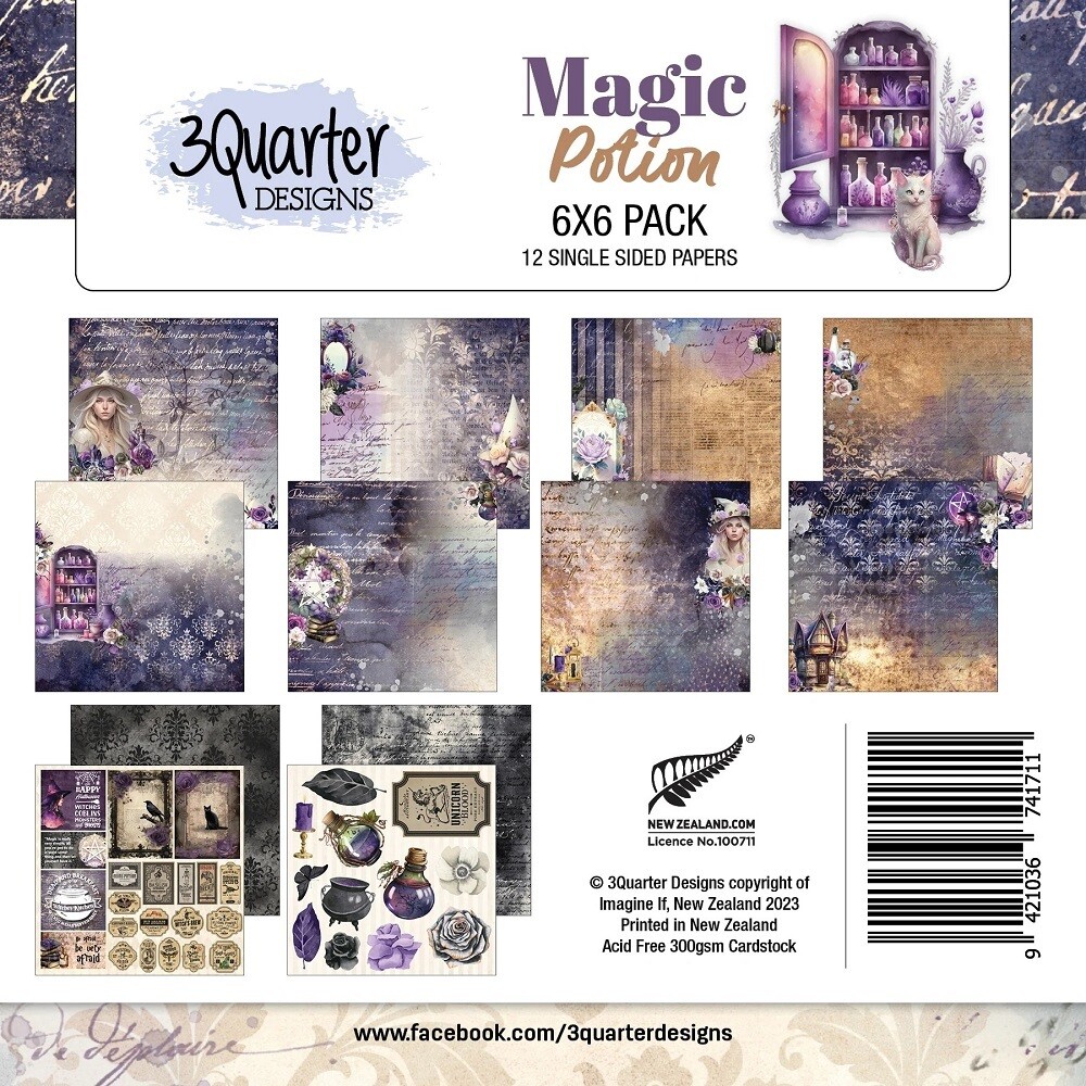 3 Quarter Designs - 6 x 6 Paper Pad - Magic Potion - September 2023