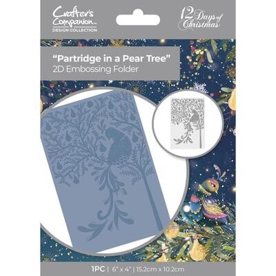 Crafters Companion - Embossing Folder 2D - 12 days of Christmas Collection - Partridge in A Pear Tree - CEF4PIPT
