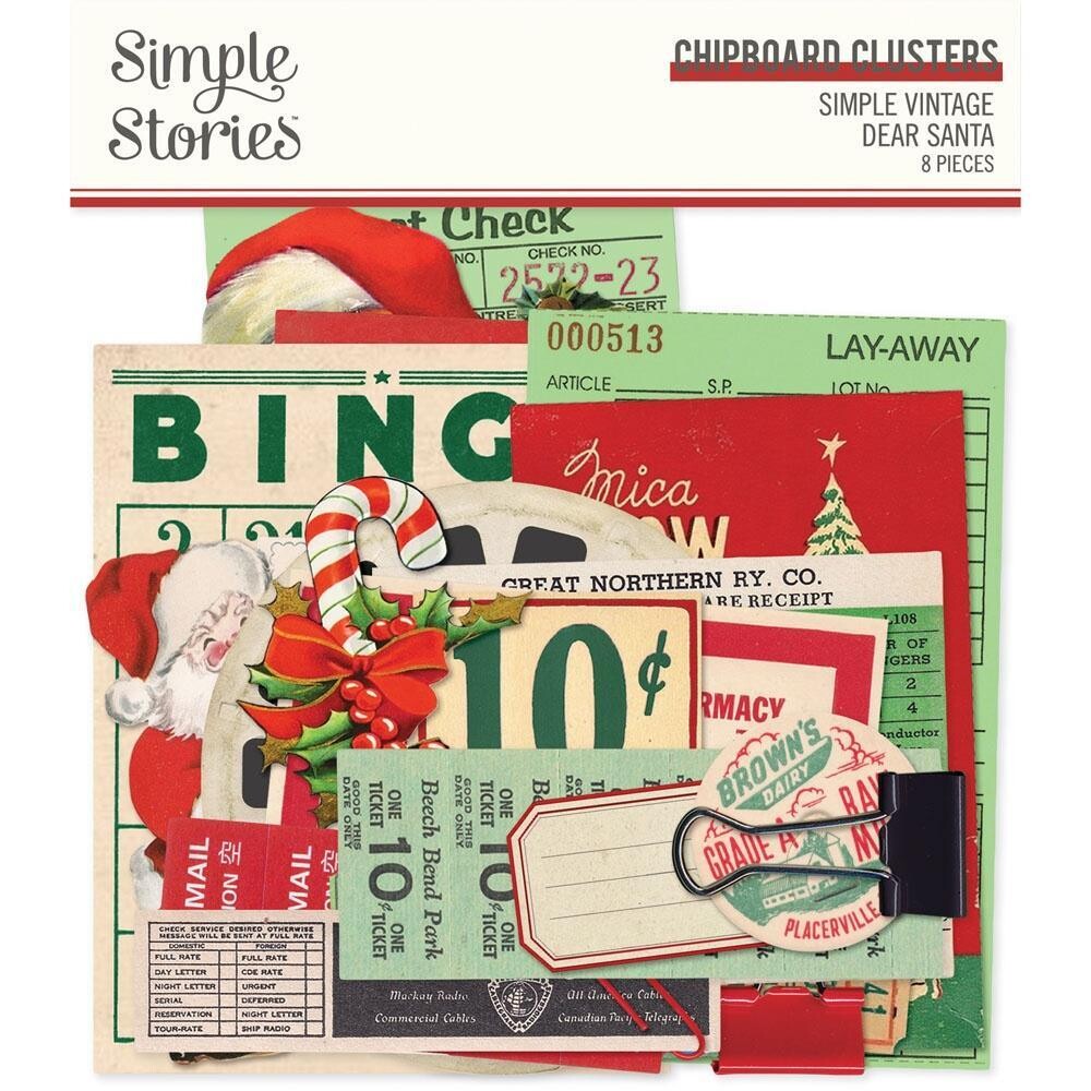 Simple Stories - Simple Vintage Dear Santa Collection - Chipboard Clusters - SVD20828 - 6 pcs
