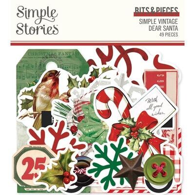 Simple Stories - Bits &amp; Pieces -  Die Cuts - Simple Vintage Dear Santa Collection - Die Cuts - Bits &amp; Pieces - SVD20822 - 49 pcs