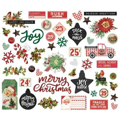 Simple Stories - Bits &amp; Pieces -  Die Cuts - Simple Vintage Dear Santa Collection - Die Cuts - Bits &amp; Pieces - SVD20822 - 49 pcs