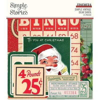 Simple Stories - Simple Vintage Dear Santa Collection - Die Cuts - Ephemera - SVD20825- 21 pcs