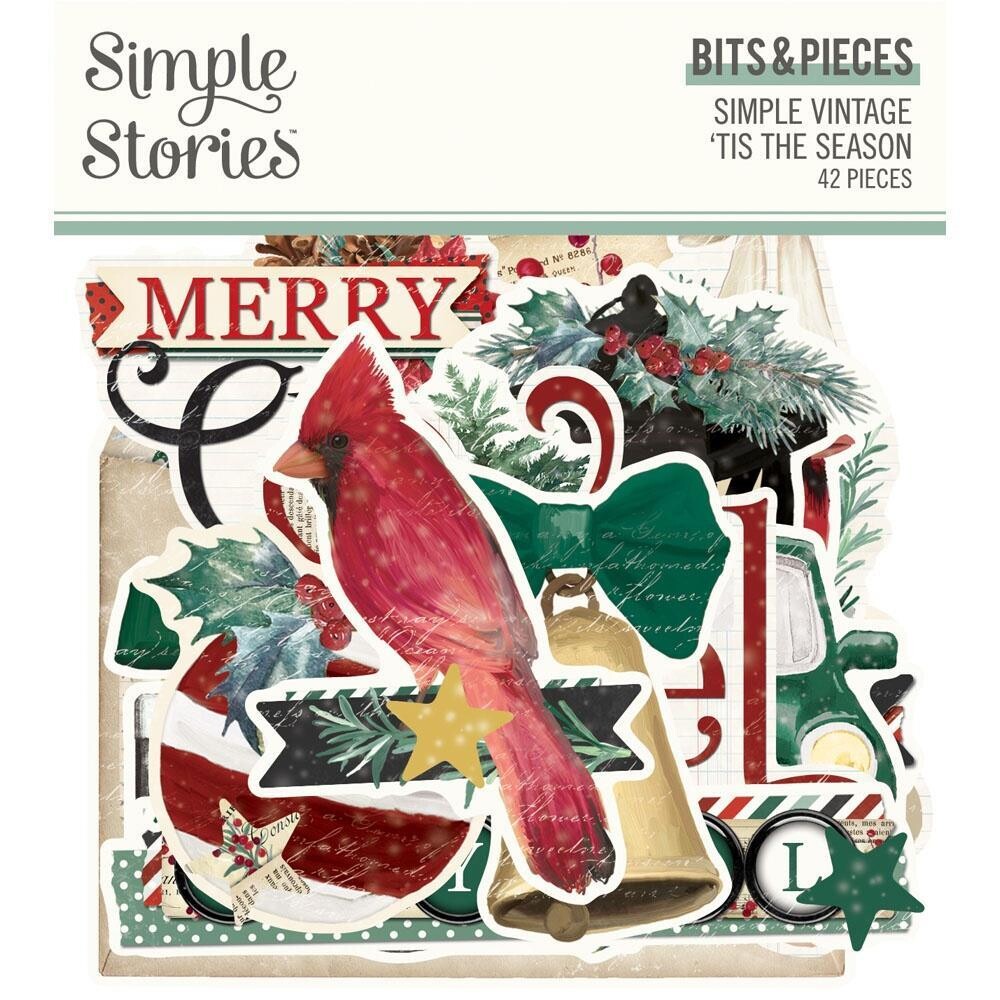 Simple Stories - Tis The Season Collection - Die Cuts - Bits &amp; Pieces - SVS20722 - 42 pcs