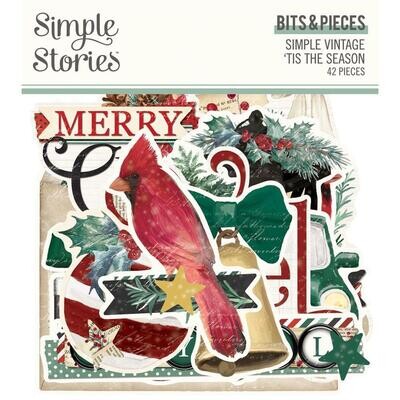 Simple Stories - Tis The Season Collection - Die Cuts - Bits &amp; Pieces - SVS20722 - 42 pcs