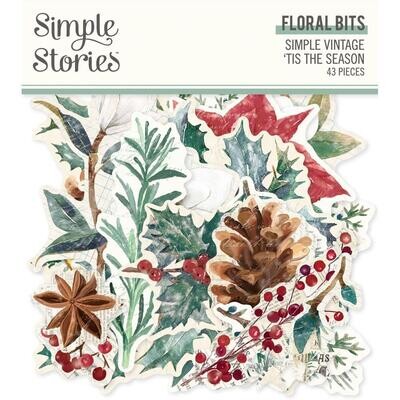 Simple Stories - Simple Vintage &#39;Tis The Season Collection - Die Cuts - Floral - SVS20723 - 43 pcs