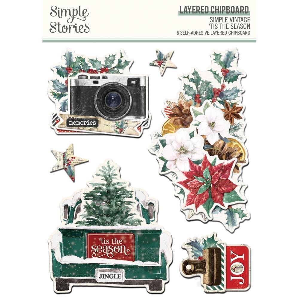 Simple Stories - Tis The Season Collection - Layered Chipboard  - SVS20730 - 6 pcs