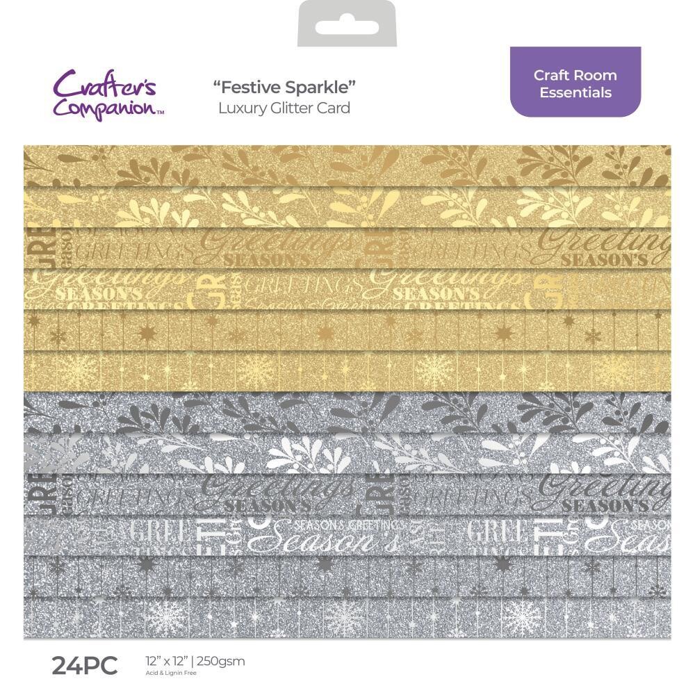 Crafters Companion - Festive Sparkle - 12 x 12 Cardstock - Luxury Glitter - Gold Only - CC-LG-FESPAR - 6 Sheets