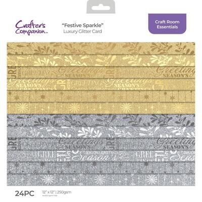 Crafters Companion - Festive Sparkle - 12 x 12 Cardstock - Luxury Glitter - Gold Only - CC-LG-FESPAR - 6 Sheets