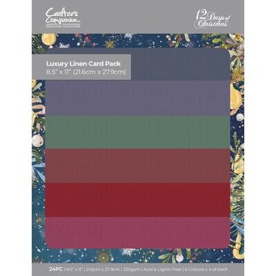 Crafters Companion - 12 Days of Christmas Collection - Card Pack - 8.5&quot; x 11&quot; - Luxury Linen - 24 Sheets - CLINENUS