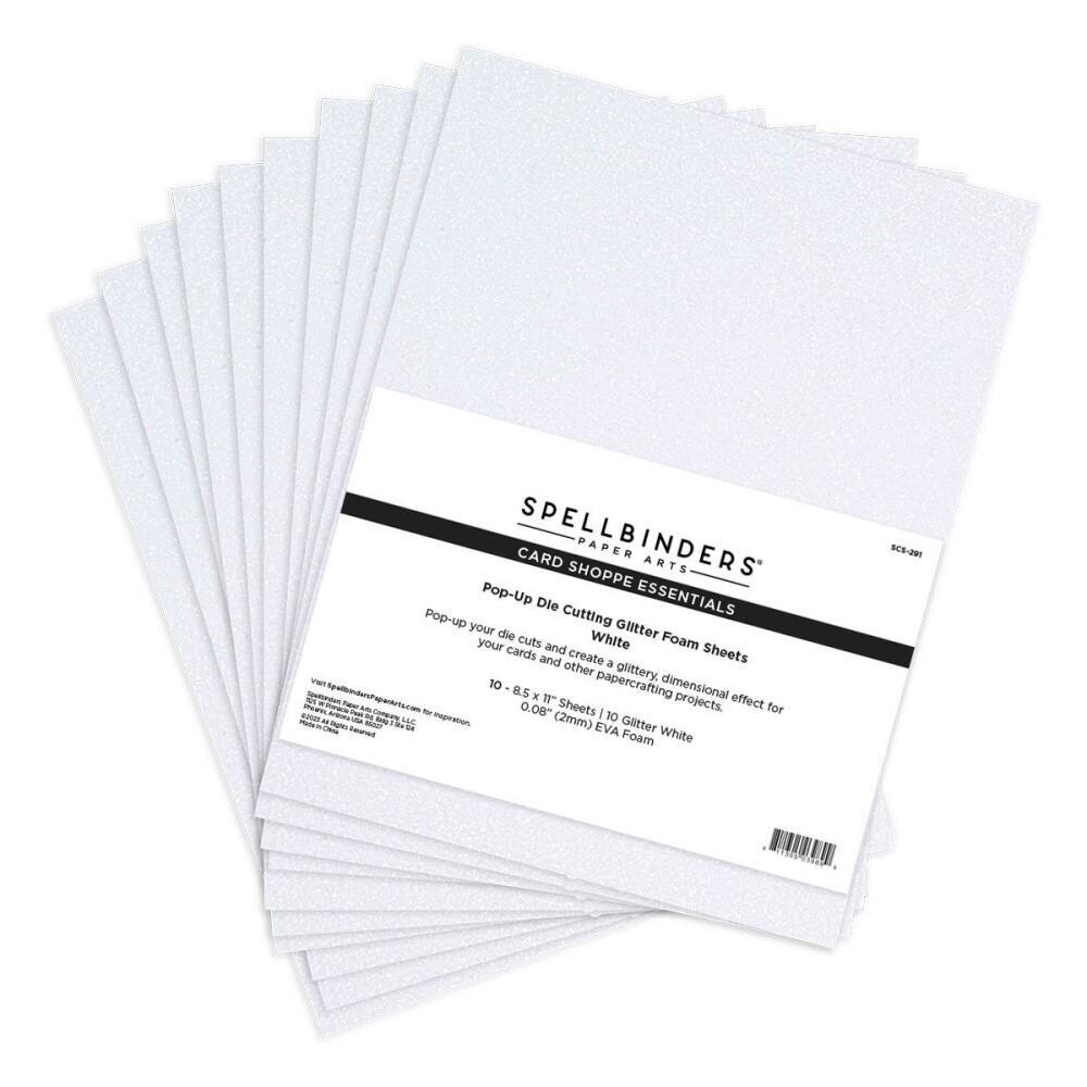 Spellbinders Paper Arts - Foam Sheets - 10 Pack - White Glitter Only - 8.5" x 11" - SCS291