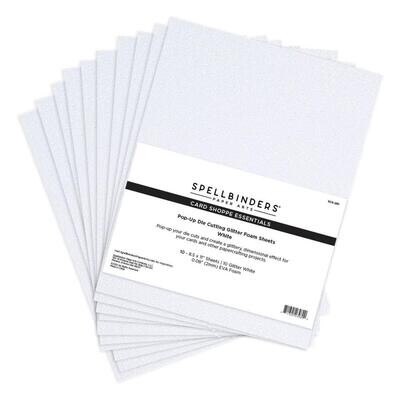 Spellbinders Paper Arts - Foam Sheets - 10 Pack - White Glitter Only - 8.5&quot; x 11&quot; - SCS291