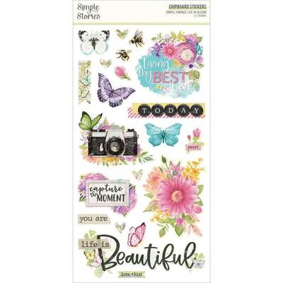 Simple Stories - Simple Vintage - Life In Bloom Collection - 6&quot; x 12&quot; - Chipboard Stickers - SVL19728 - 21 pcs