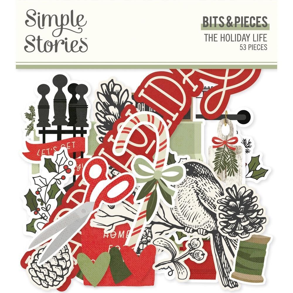 Simple Stories - Bits &amp; Pieces -  Die Cuts - The Holiday Life Collection - Bits and Pieces - THL20518 - 54 pcs