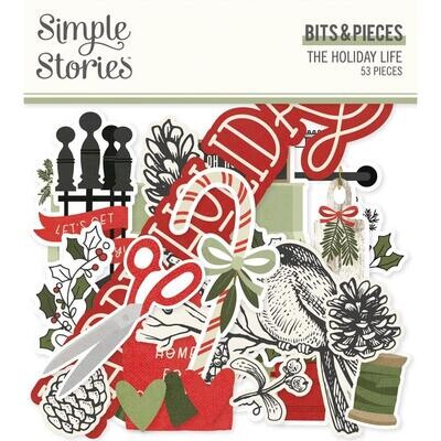 Simple Stories - Bits &amp; Pieces -  Die Cuts - The Holiday Life Collection - Bits and Pieces - THL20518 - 54 pcs