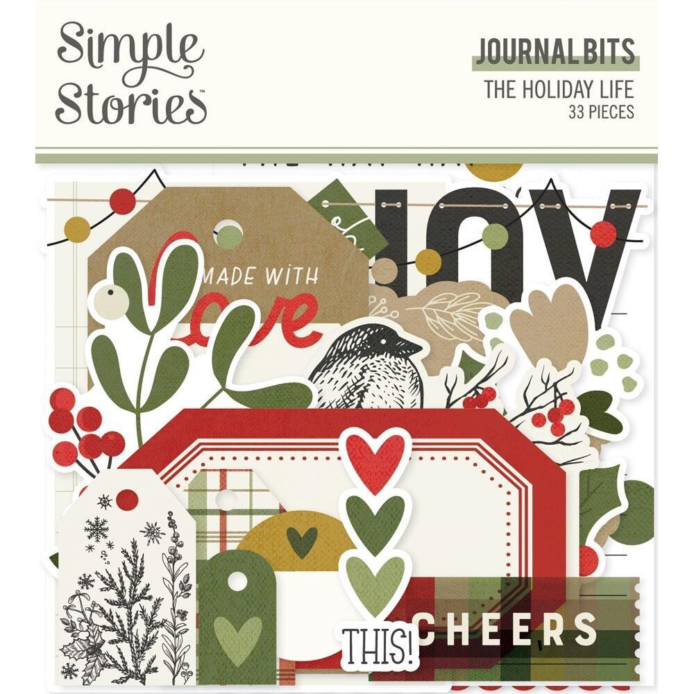 Simple Stories - Bits &amp; Pieces -  Die Cuts - The Holiday Life Collection - Bits &amp; Pieces - Journal  - THL20519 - 33 pcs