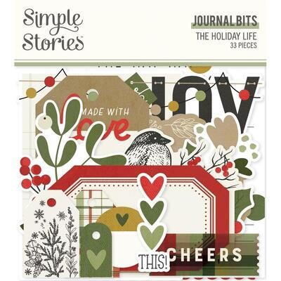 Simple Stories - Bits &amp; Pieces -  Die Cuts - The Holiday Life Collection - Bits &amp; Pieces - Journal  - THL20519 - 33 pcs