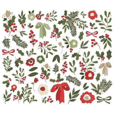 Simple Stories - Bits &amp; Pieces -  Die Cuts - The Holiday Life Collection - Bits &amp; Pieces - Floral  - THL20520 - 61 pcs
