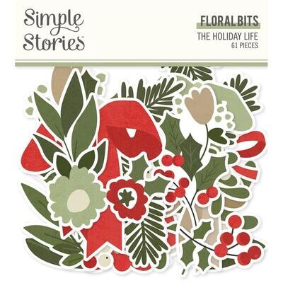 Simple Stories - Bits &amp; Pieces -  Die Cuts - The Holiday Life Collection - Bits &amp; Pieces - Floral  - THL20520 - 61 pcs