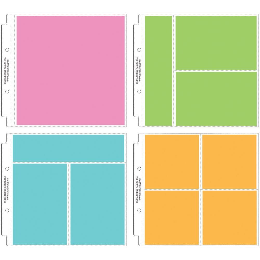 Doodlebug Design Inc - Assorted Page Protectors - 8&quot; x 8&quot; Albums - DB3501 - 3 of each four styles