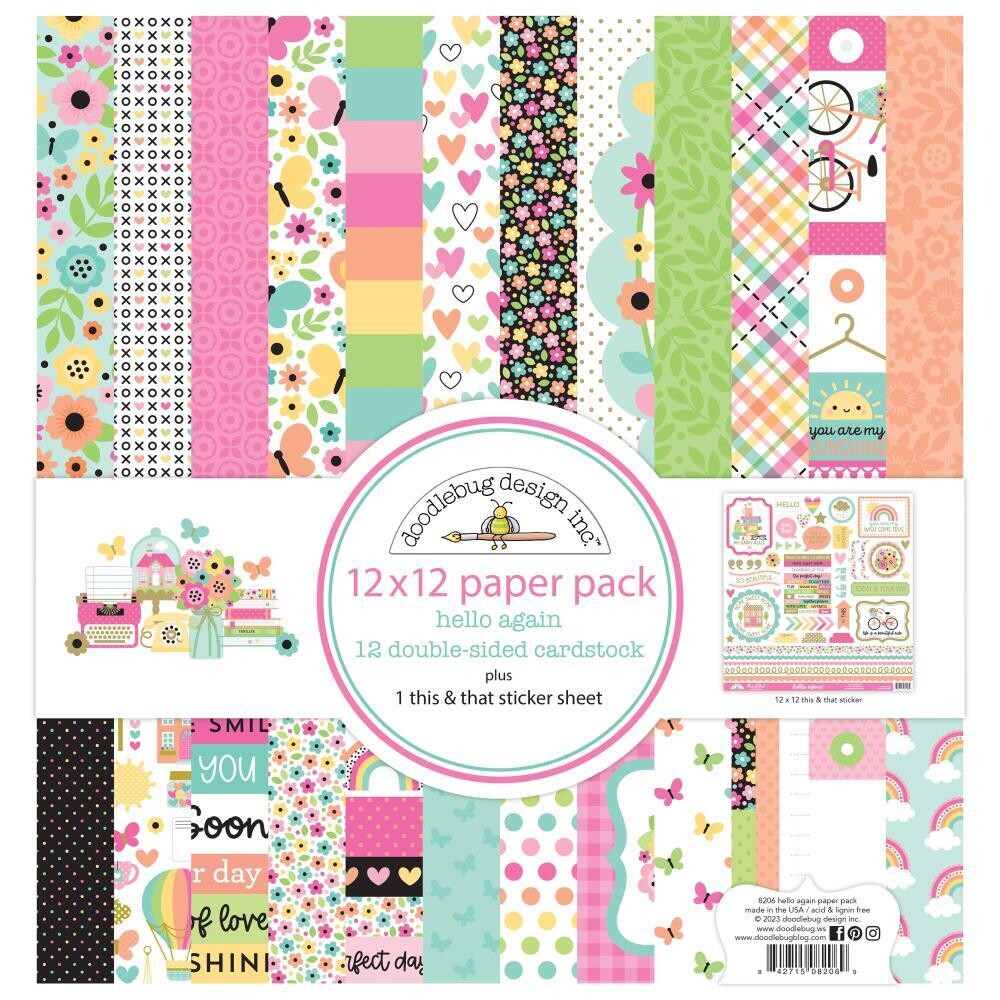 Doodlebug Design Inc - Hello Again Collection - 12 x 12 Paper Pack - DB8206