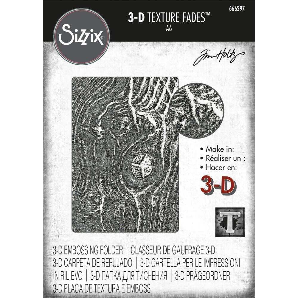 Sizzix & Tim Holtz - 3D - Texture Fades - Woodgrain Embossing Folder - 666297