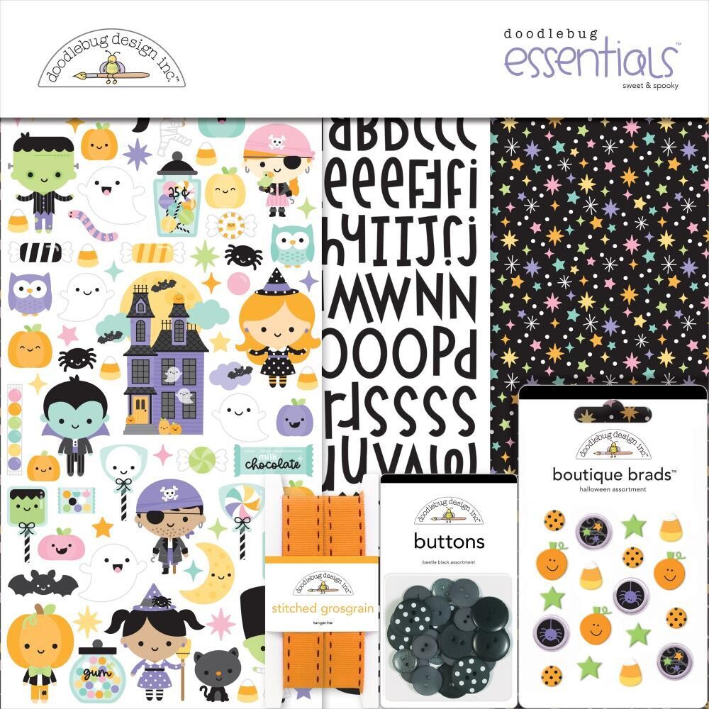 Doodlebug Design Inc - Sweet & Spooky Collection - Essentials Page Kit - 12 x 12 - DB8281 - 12 pcs