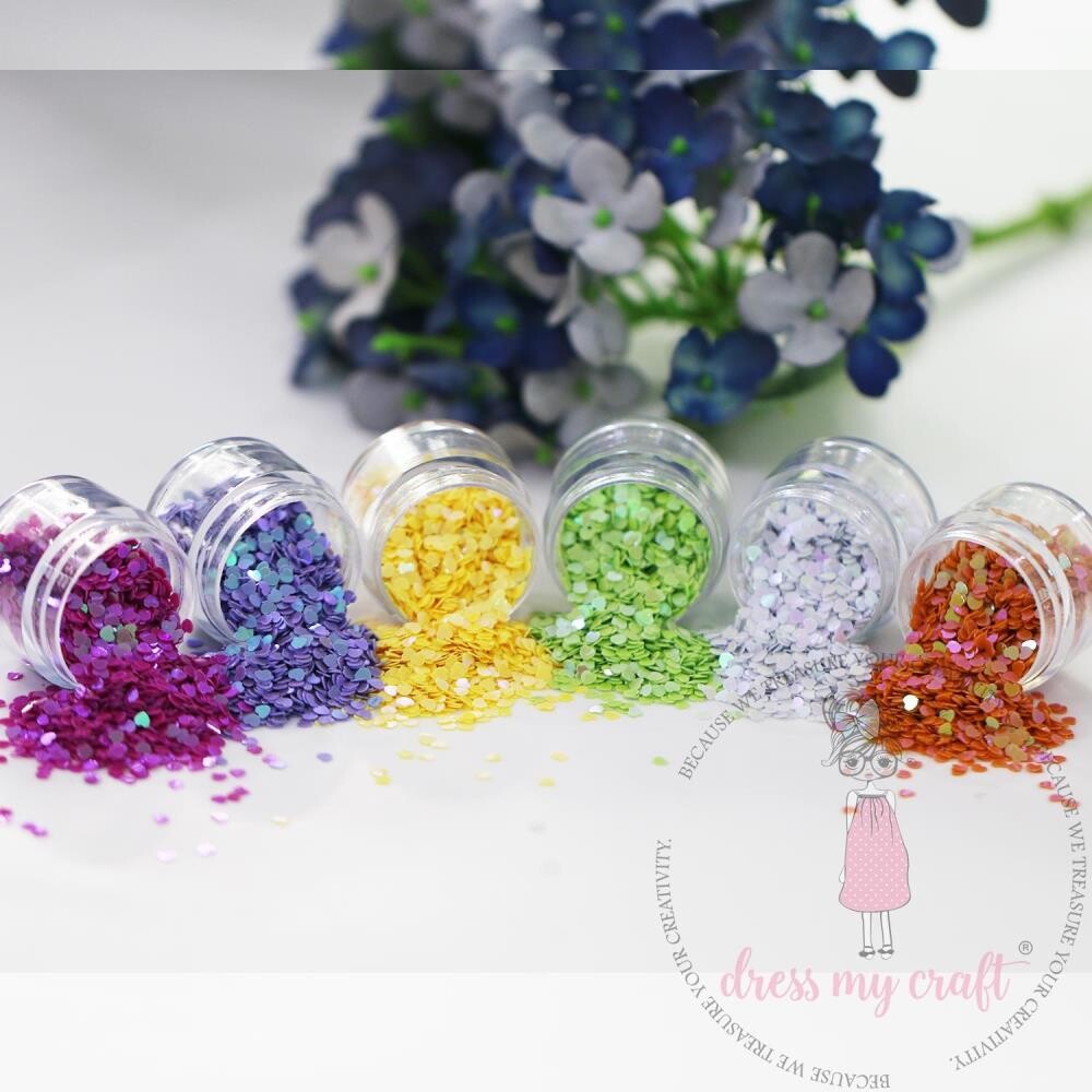 Dress My Craft - Sequins - Heart Shape - Set of 6 screw top jars - DMCS4537