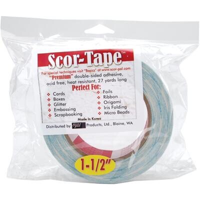 Scor-Pal - Double Sided Tape - 1.1/2&quot; x 27yds (27mm x 24.6mtrs) - SP204