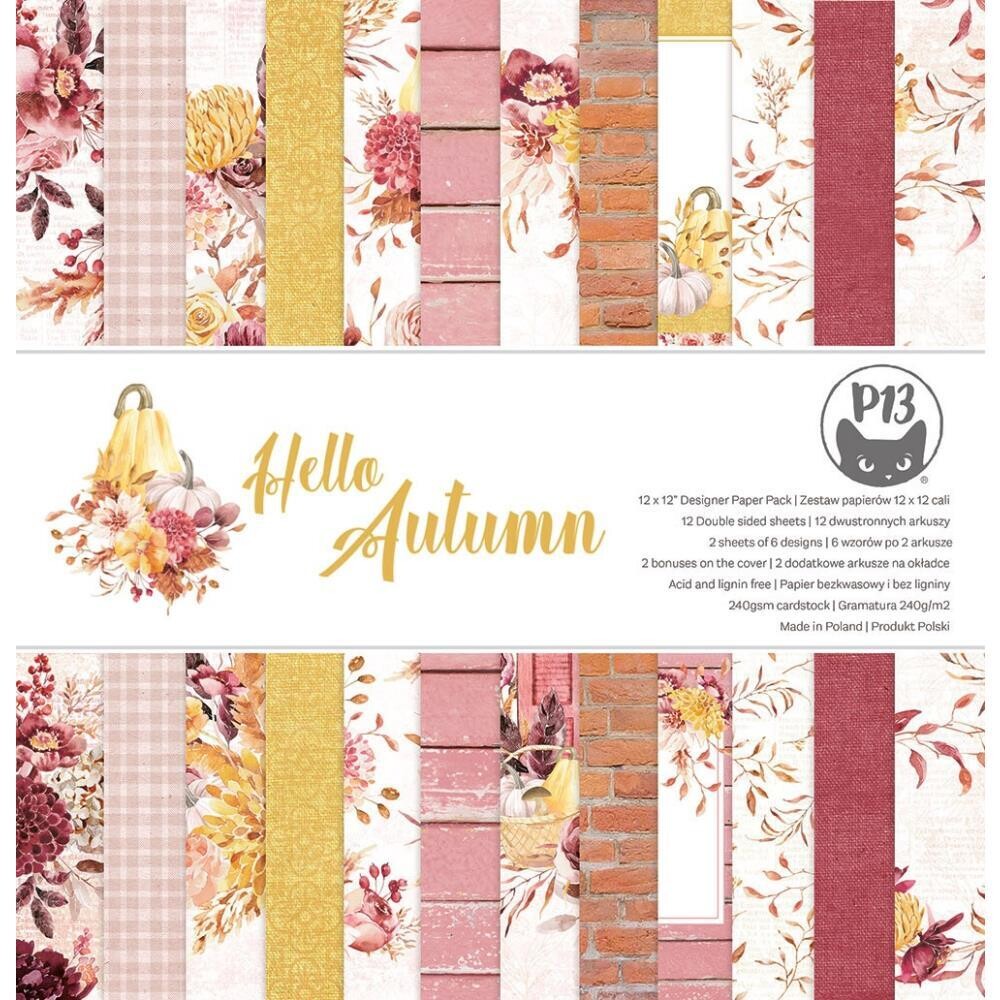 P13 - Hello Autumn Collection - 12 x 12 Paper Pack - PHAU08 - 12 Sheets