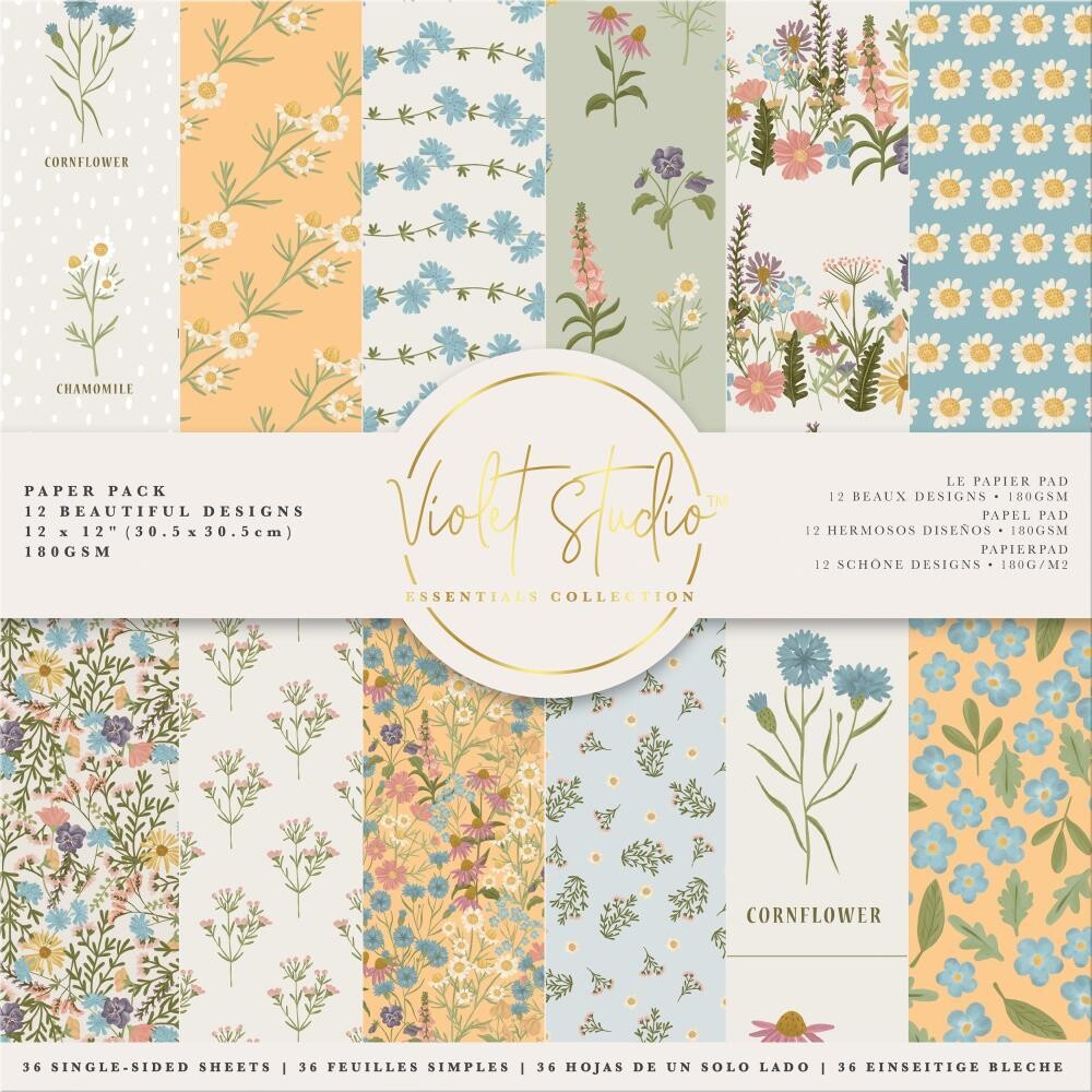 Crafters Companion - Violet Studio - Amongst The Wildflower Collection - 12 x 12 Paper Pad - VSPPK031
