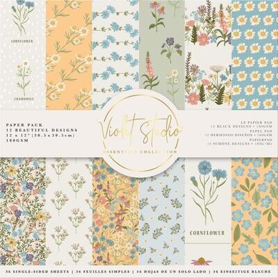 Crafters Companion - Violet Studio - Amongst The Wildflower Collection - 12 x 12 Paper Pad - VSPPK031