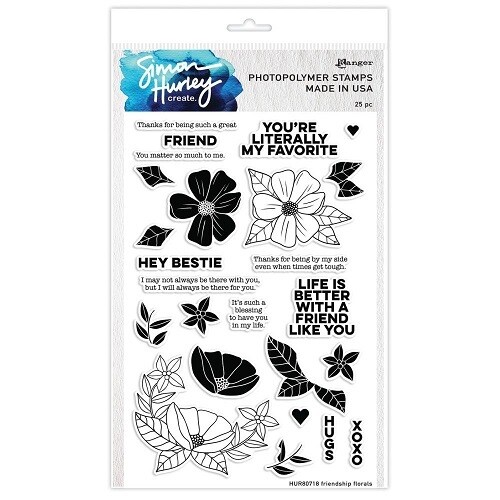 Simon Hurley Create. - Photopolymer Stamp Set - Friendship Florals - 9" x 7" - HUR80718
