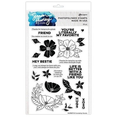 Simon Hurley Create. - Photopolymer Stamp Set - Friendship Florals - 9&quot; x 7&quot; - HUR80718