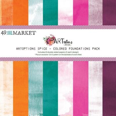 49 & Market - ArtOptions - Spice Collection - 12 x 12 Paper Pack - Foundations - AOS25149 - 8 Sheets