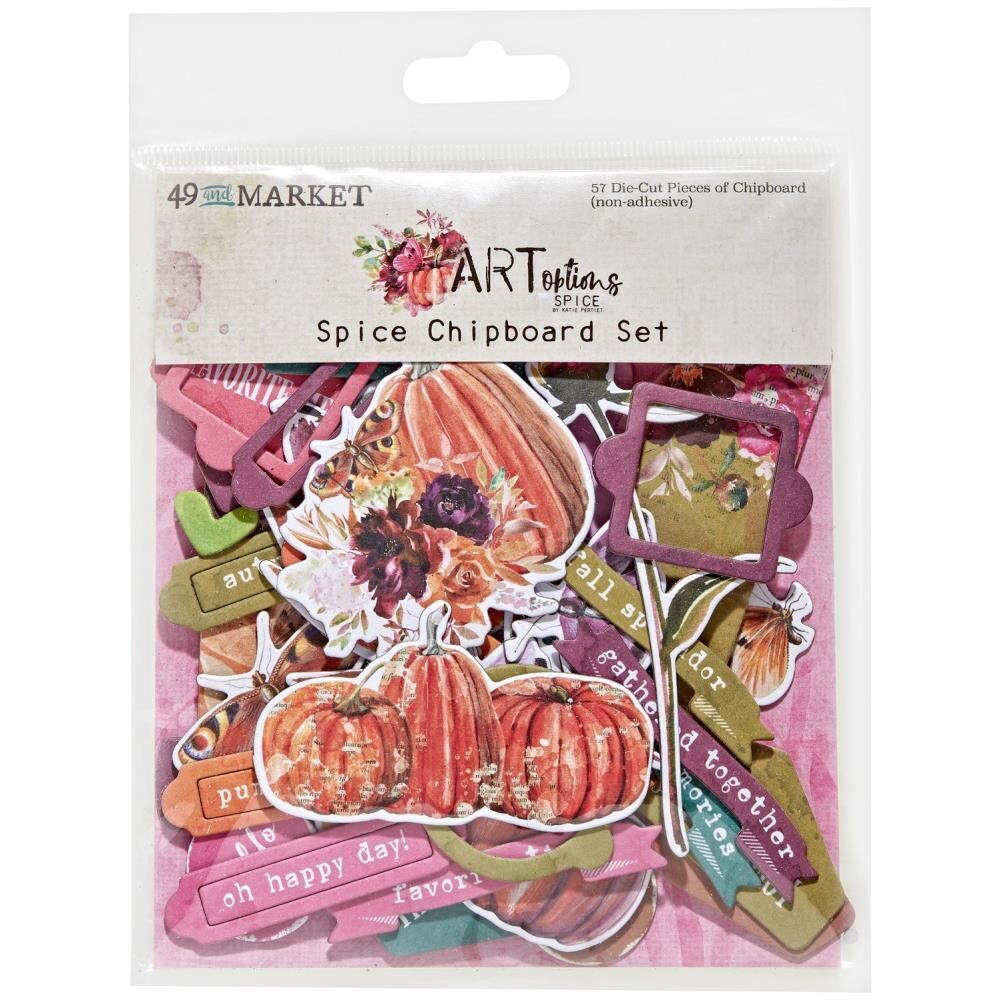 49 &amp; Market - ArtOptions - Spice Collection - Chipboard Set - AOS 25408 - 57 pcs