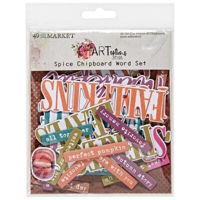 49 &amp; Market - ArtOptions - Spice Collection - Chipboard Word Set - AOS 25415 - 49 pcs