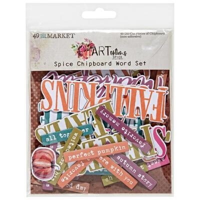 49 & Market - ArtOptions - Spice Collection - Chipboard Word Set - AOS 25415 - 49 pcs