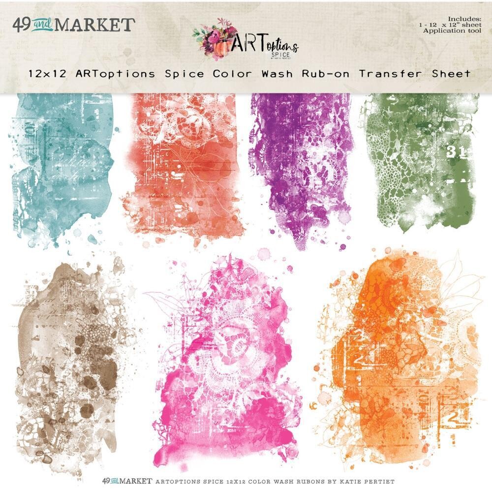 49 &amp; Market - ArtOptions - Spice Collection - 12 x 12 Transfer  Rub Ons - Colourwash - AOS25330