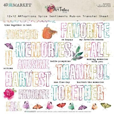 49 &amp; Market - ArtOptions - Spice Collection - 12 x 12 Transfer Rub Ons - Sentiments - AOS25323