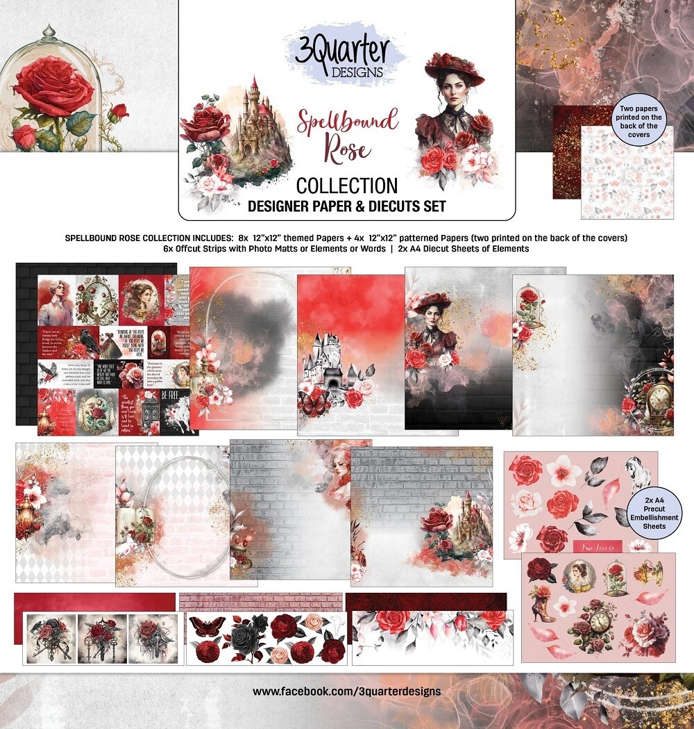 3 Quarter Designs - 12 x 12 Paper Pack - Spellbound Rose 