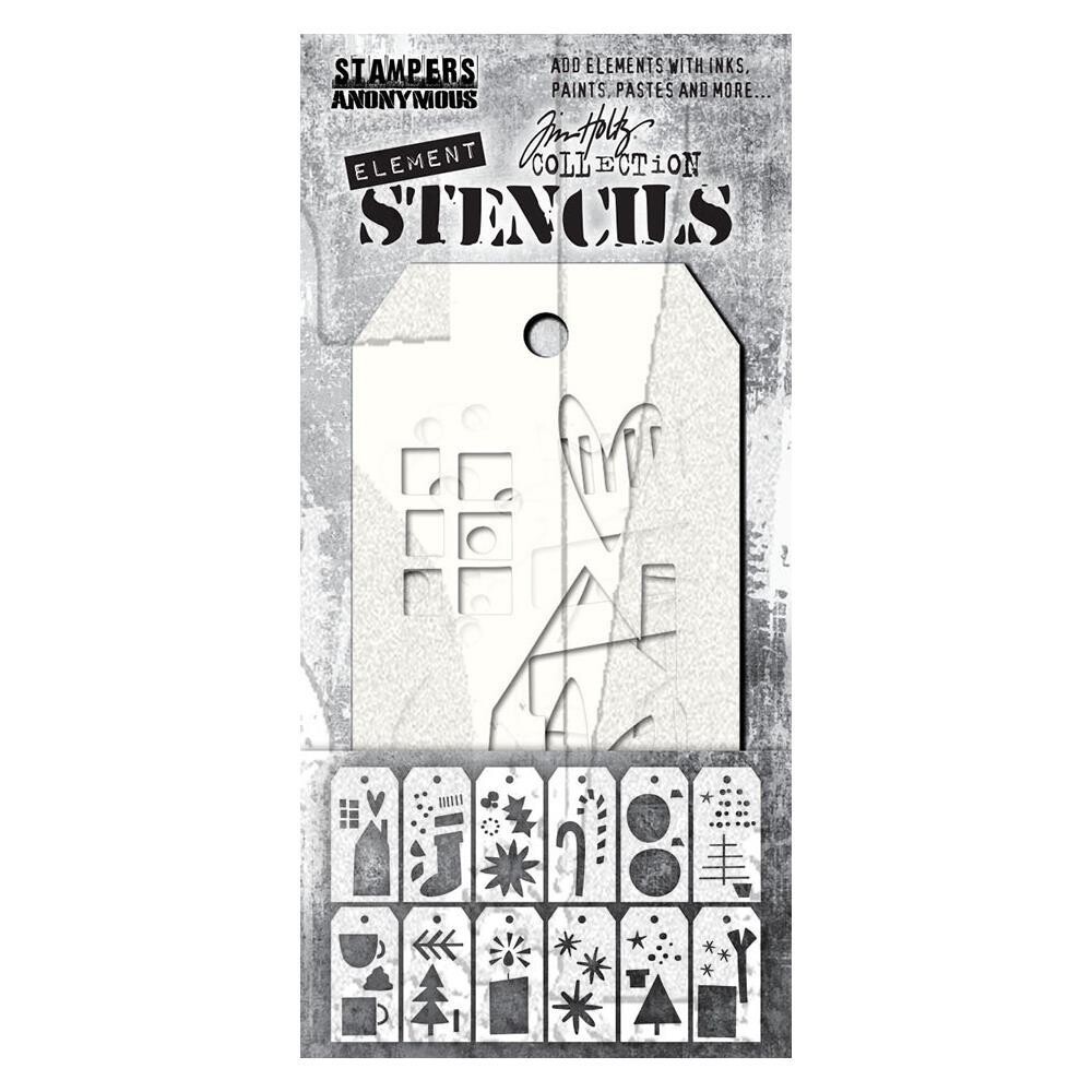 Stampers Anonymous & Tim Holtz - Stencil Set - Festive Art - THEST005 - 12 pcs