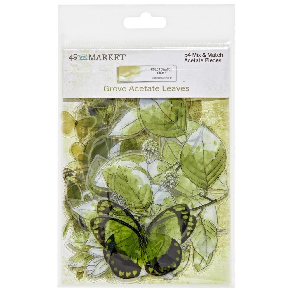 49 &amp; Market - Colour Swatch - Grove Collection - Acetate Leaves - CSG25095 - 54 pcs