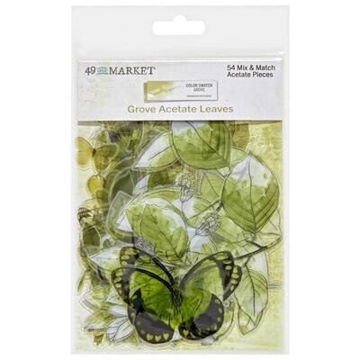 49 &amp; Market - Colour Swatch - Grove Collection - Acetate Leaves - CSG25095 - 54 pcs