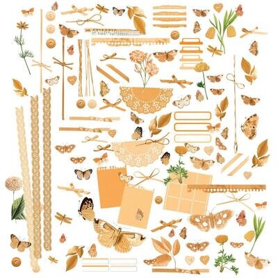 49 &amp; Market - Colour Swatch - Peach Collection - Laser Cut Outs - Elements - CSP24951 - 134 pcs