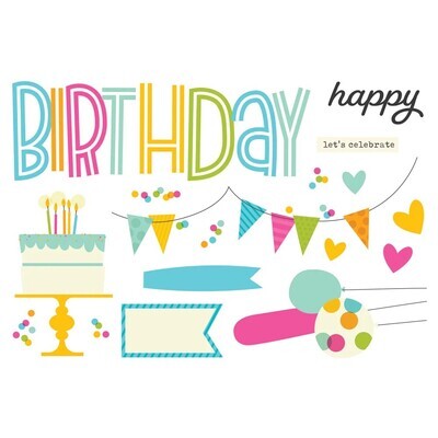 Simple Stories - Happy Birthday - Page Pieces - SSSPPP15915 - 17pcs