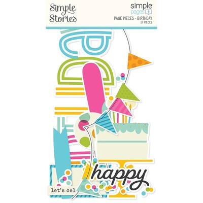 Simple Stories - Happy Birthday - Page Pieces - SSSPPP15915 - 17pcs