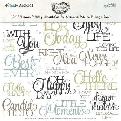 49 &amp; Market - Vintage Artistry - Moonlit Garden Collection - 12 x 12 - Rub On Transfers - Sentiments - VMG25668