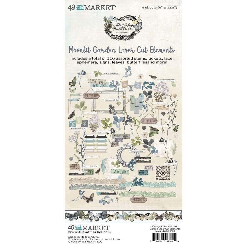 49 &amp; Market - Vintage Artistry - Moonlit Garden Collection - Laser Die Cuts - Elements - VMG25699