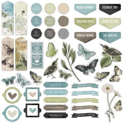 49 &amp; Market - Vintage Artistry - Moonlit Garden Collection - Chipboard Element Set - VMG25743 - 57 pcs